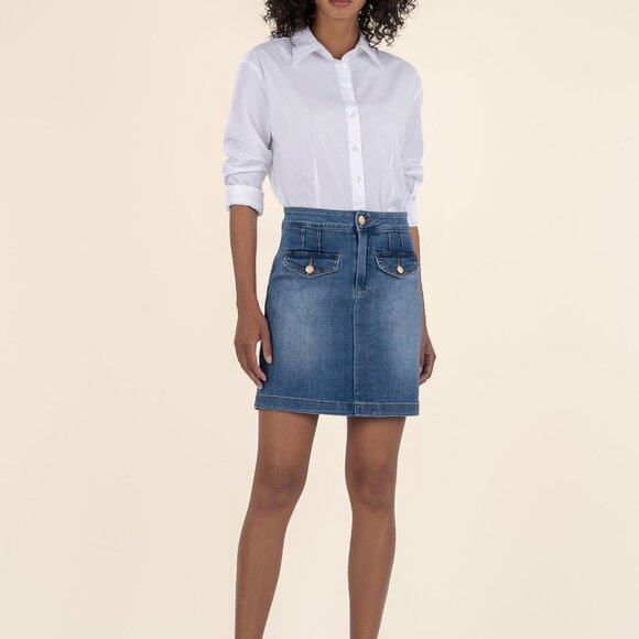 NWT * Kut from the Kloth Denim Rosetta Skirt Size 4 / Clever W/Med Base Wash - Picture 1 of 12